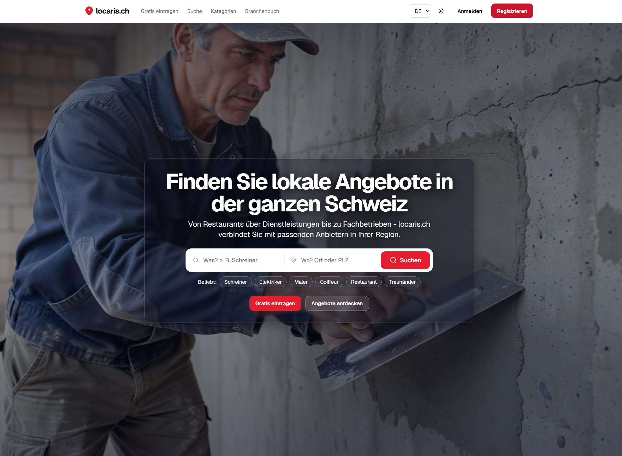 Locaris Such- und Listing-Ansicht mit Branchen-Karten